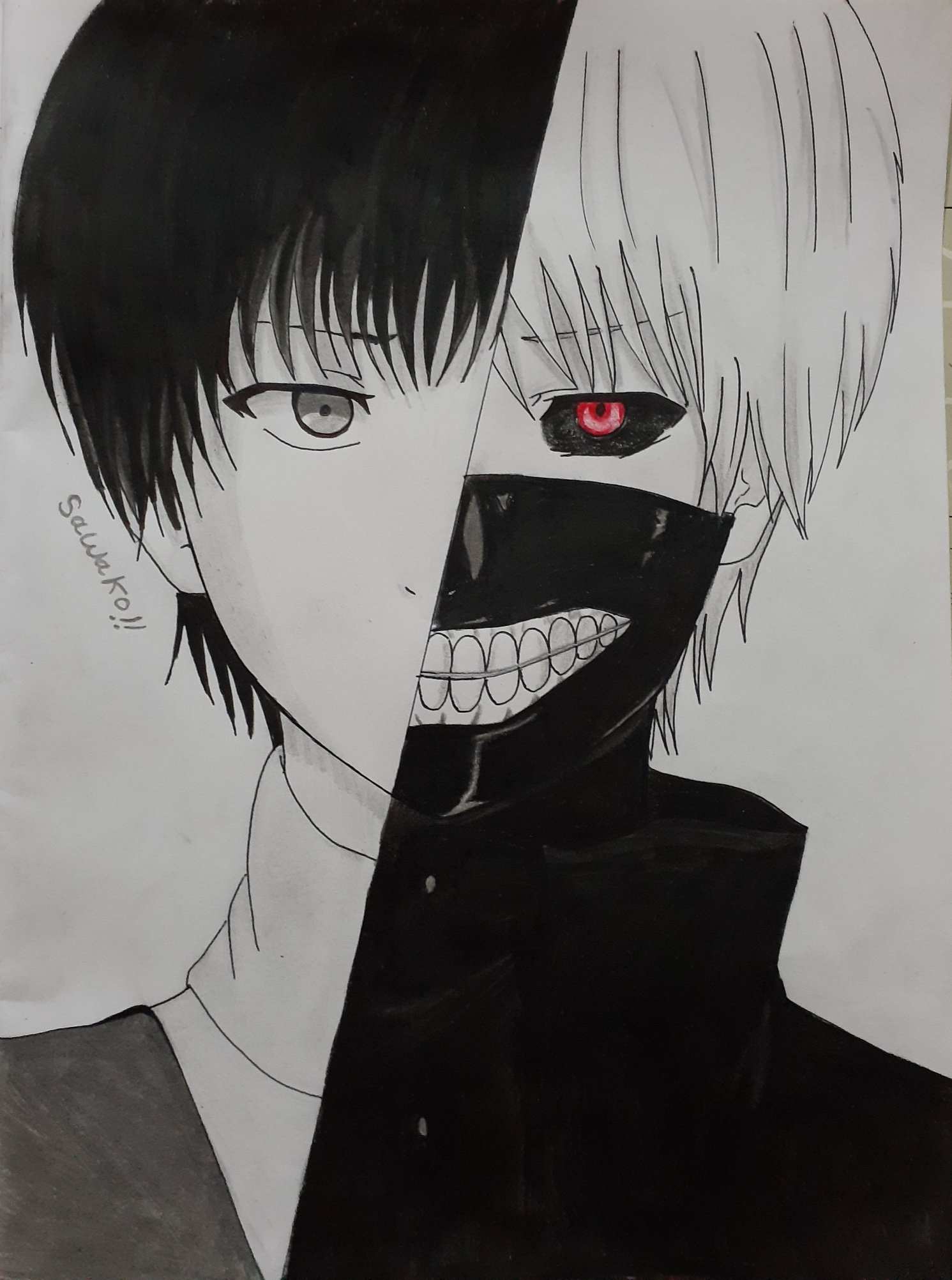 kawther on X: first time drawing kaneki_kun am so happy it turned