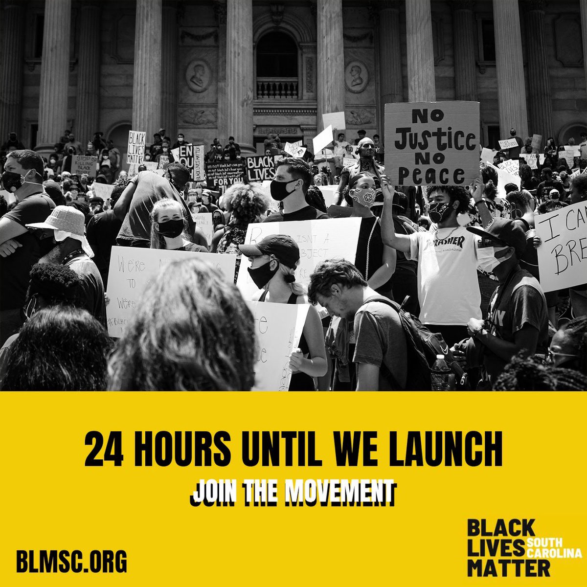 BlmTribeSC's tweet photo. We’ll raise our voices until we’re the loudest in the room. #jointhemovement #blmtribesc #blmsc #blm https://t.co/6WJlxna3Se