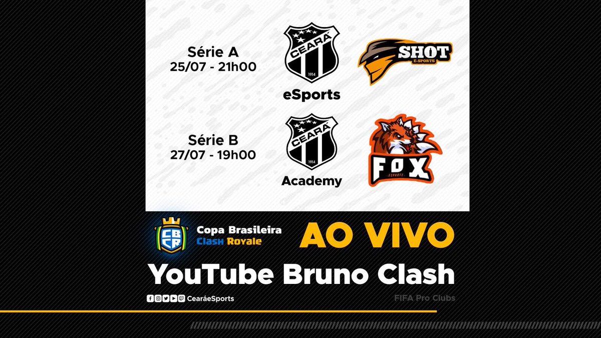 CearaeSports's tweet photo. Neste fim de semana tem Clash Royale do Vozão ao vivo! É CBCR diretamente no canal guzzogamerclashroyale no YouTube ! Vamos invadir a Live e mostrar a força de nossa torcida para os novos jogadores do Ceará Titãs e Ceará Titãs Academy? #govozão https://t.co/Ur4J4SLRWV