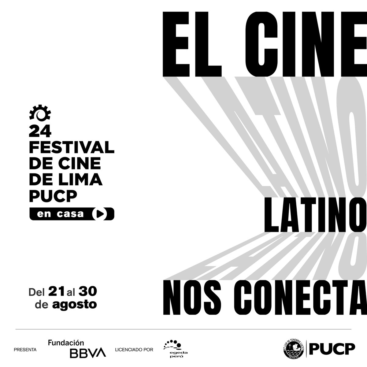 festivaldelima's tweet photo. [#24FCL en casa]
Un cine latinoamericano que conquista los sentidos y lo resiste todo.

Del 21 al 30 de agosto, desde cualquier lugar del Perú, disfrutemos de 10 días de lo mejor del cine latinoamericano.
Preventa desde el lunes 10 de agosto.

#ElCineLatinoNosConecta
#CulturaPUCP https://t.co/bIse9k5eav
