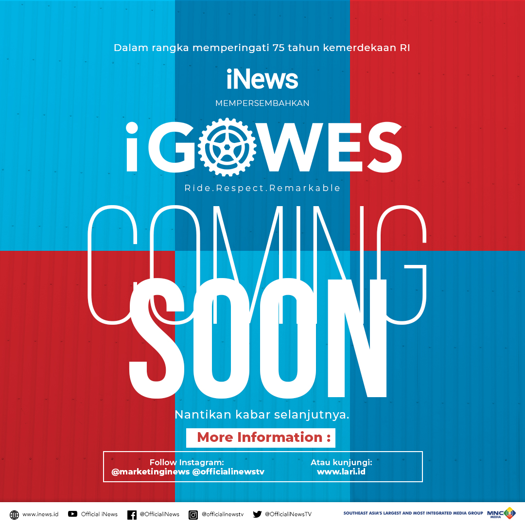 SeputariNews's tweet photo. Dalam rangka memperingati 75 tahun Kemerdekaan Indonesia, iNews mempersembahkan iGOWES. Follow Instagram @officialinewstv dan @marketinginews untuk informasi selanjutnya.
#igowes #gowesvirtual #inews #ride #respect #remarkable https://t.co/waY7N4iCXY