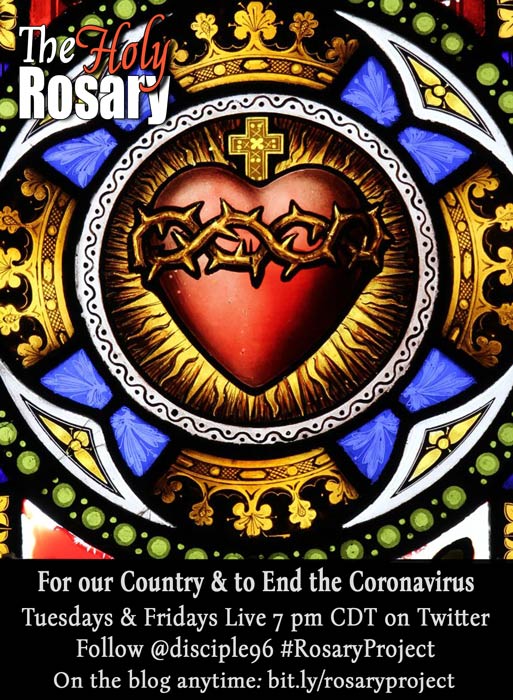 +JMJ+ Welcome to tonight’s Live Twitter Rosary Thread. We’re praying for an end to the  #Coronavirus crisis & for the healing of our country, too.“In this kind of warfare, the battering ram has always been the Rosary.” Our Lady to St. Dominic #CatholicTwitter  #RosaryProject