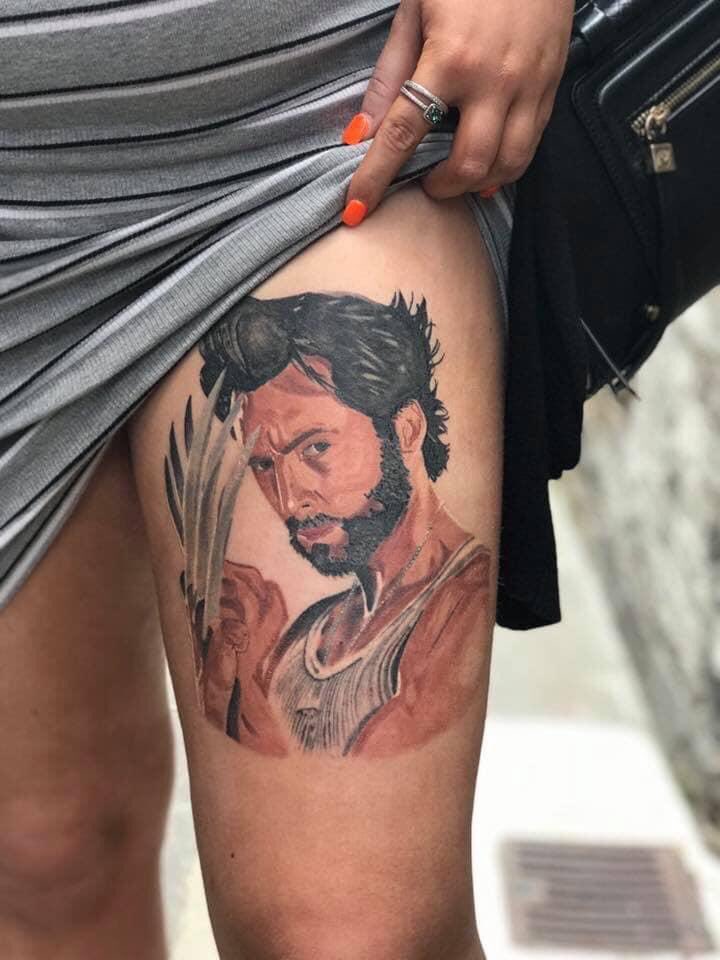 JakeBrownTattoo's tweet photo. @RealHughJackman portrait as #Wolverine from #xmen #xmencomics #thexmen #marvel #marvelcomics #StanLee #Tattoo #Tattooist #portrait https://t.co/TdMZYe3xtD