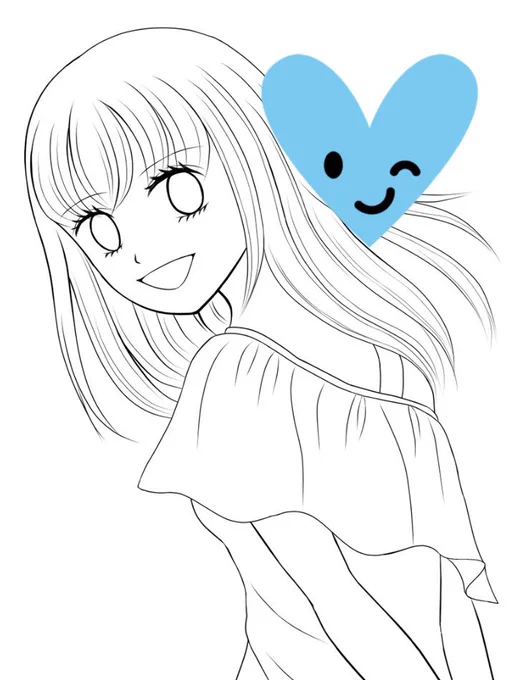 あなそば②の表紙の線画⭐️
髪の毛下ろした純奈です✨

洋服はGUを参考にしました^_^ 