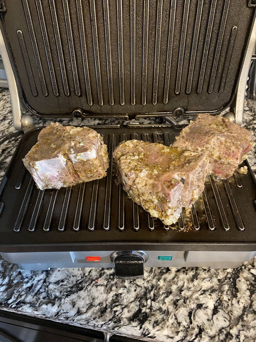 robynsaghini's tweet photo. I finally have something for  #DukesAndBellTailgateathome2020!! Granted, on an indoor grill, but it counts, right? @MikeConti929 @DukesandBell929 @putemupcdukes https://t.co/MvFdxp3ztO