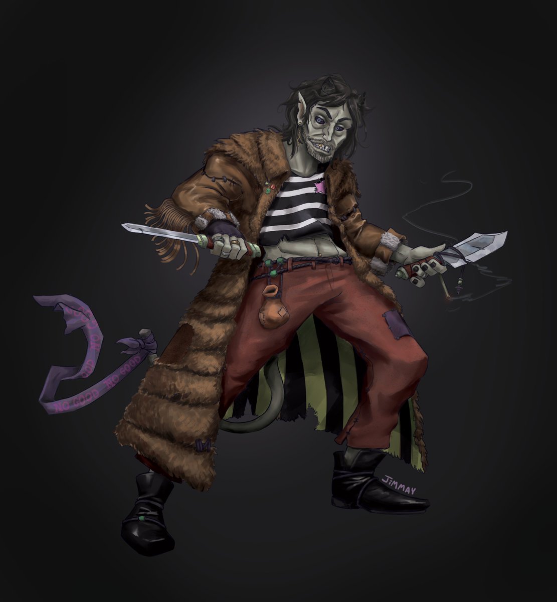 JamesisAsian's tweet photo. in the process of drawing my dnd party's player characters!
here's 2 of the 4! 

Oryx Atwwod - Tiefling Trickster Rogue
&amp;
Bast Marrowaxe - Tiefling Wizard https://t.co/MXF7dcM2T5