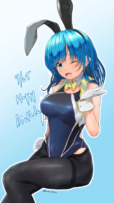 詩音ちゃんの誕生日なので、競泳バニー描きました?✨ #競泳水着 #アイがみ 