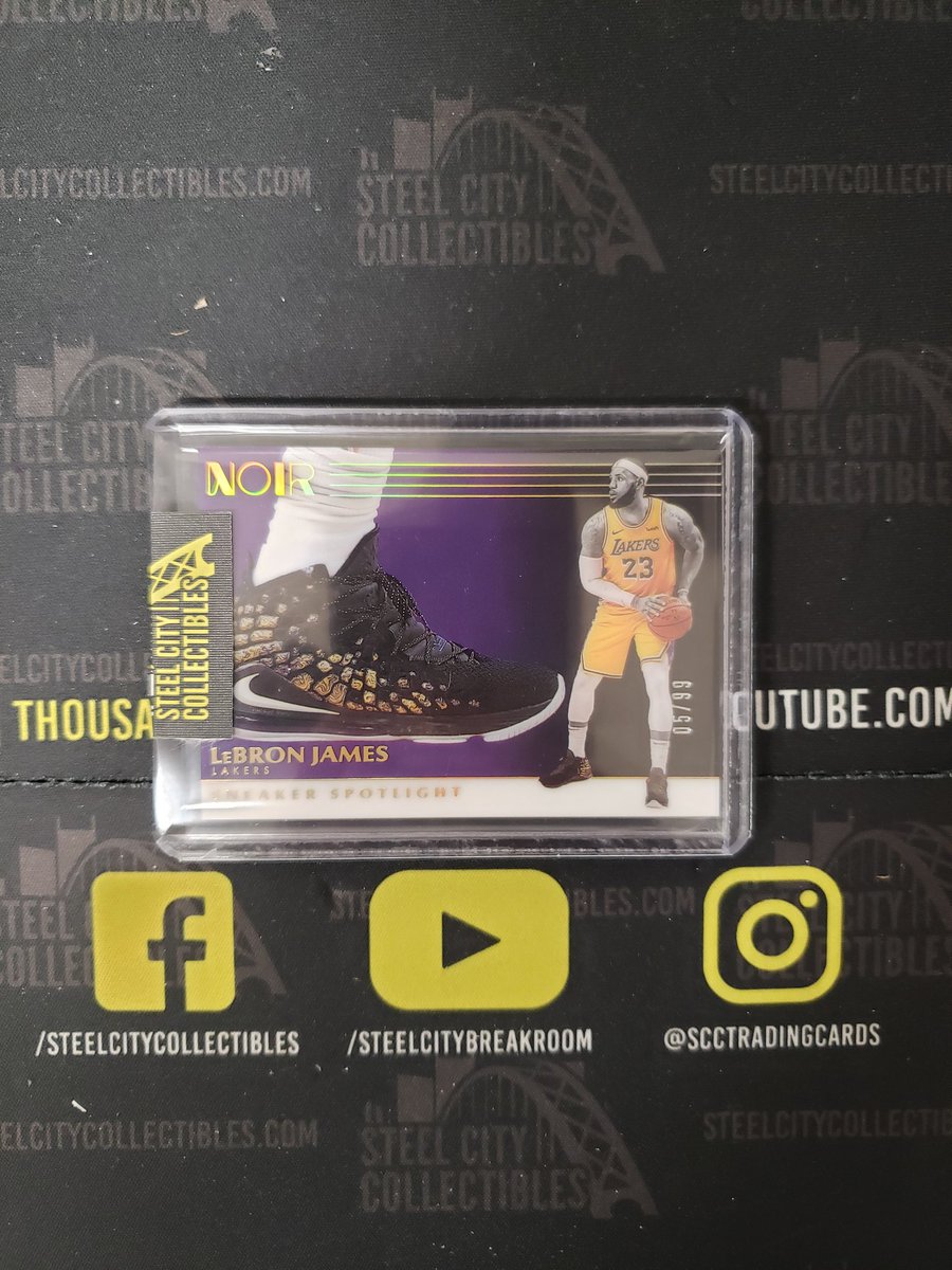 SCCTradingCards's tweet image. @KingJames showing up in the #SteelCityBreakRoom from @PaniniAmerica #Noir @Lakers #ShowMeYourHits #SneakerSpotlight #TylerPullsFire