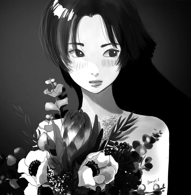 #絵をモノクロにするとかっこいい
陰影を意識して描けたやつをやってみた☺︎ 