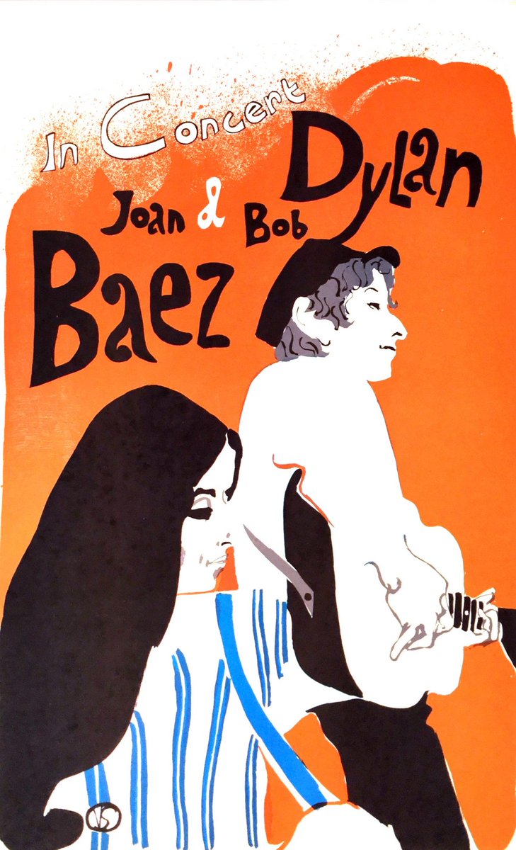 recordmecca's tweet photo. DYLAN & BAEZ POSTER A rare and highly sought-after concert poster advertising Bob Dylan and Joan Baez's February-March 1965 US Tour, with Toulouse-Lautrec inspired artwork by Eric Von Schmidt. #recordmecca #bobdylan #joanbaez #ericvonschmidt #poster https://t.co/9cIV9XSsBW https://t.co/x9Lml6t5Y8