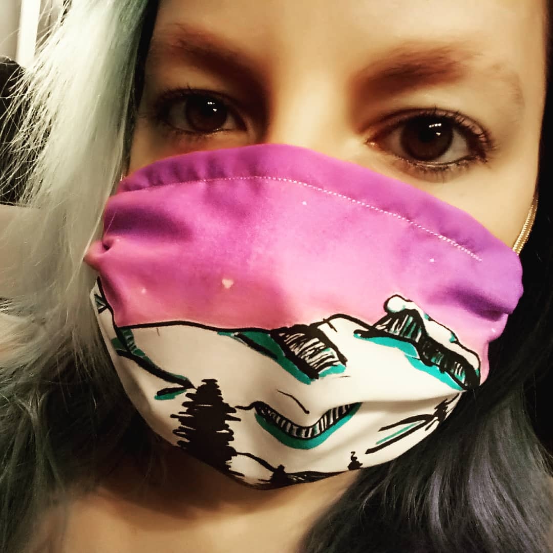 PrintInkling's tweet photo. We don't really have #WordsToPutOnMasks

We prefer trees. 

Hand drawn, manually printed with custom blended eco friendly inks. Large pouch for filter variety, ties with Paracord to avoid elastic burn 💜

https://t.co/sPeHQaHwXZ

#handmade #SmallBusiness #supportsmallbusiness https://t.co/vvhXFse9Xy