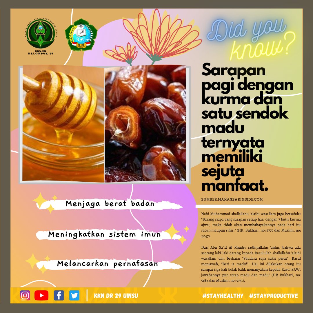 kkn_29's tweet photo. Assalamu'alaikum sobat KKN-DR 29!😆
Kali ini kami mau bagiin info info menarik seputar apa aja yang baik dikonsumsi di masa New Normal seperti saat ini!
#DAY8 #kknuinsu #kkndr #NewNormal #StayHomeStaySafe #StayHealthy https://t.co/jweZ2Qj6KG