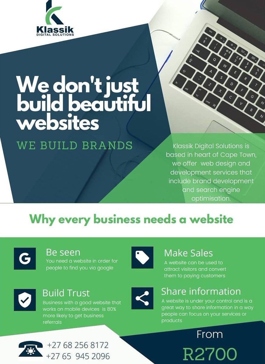 DigitalKlassik's tweet photo. Let us help you market yourself online, from as little as R2 700 you can have, not just a beautiful website, but fantastic online presence #DJSBU #youthinkitwebuildit https://t.co/xQdoZONZvs