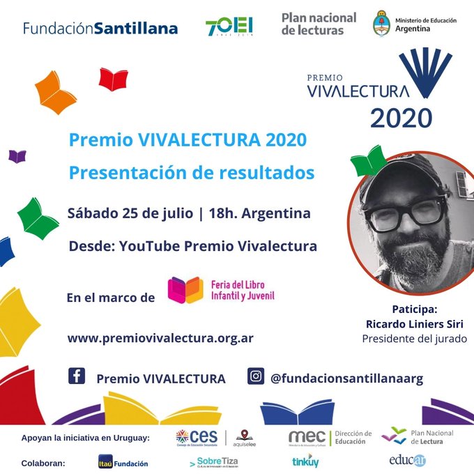 librero33's tweet photo. @oeiarg
📣
Encuentro virtual Premio #VIVALECTURA2020 -Presentación de resultados
🏆

En el marco de la Feria del Libro Infantil y Juvenil
Miralo en directo: https://t.co/OVF4ejM0P6 https://t.co/UwKZvdohJj