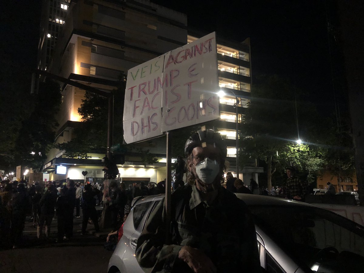 A lot of veterans, health workers, and teachers here tonight.  #blacklivesmatter    #PortlandProtesters  #Protests  #pdx  #portland  #oregon  #blm  #acab  #PortlandProtest  #PDXprotest  #Feds  #MOMTIFA  #MomsAreHere  #portlandmoms