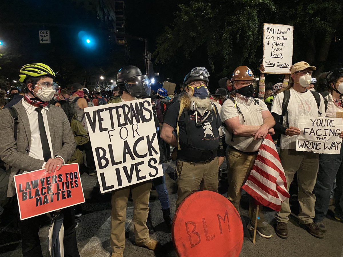 We even have veterans here. I must say in all my time covering the BLM movement I have yet to see this type of intersectional solidarity from demographics you’d assume wouldn’t be here showing up. Veterans and suburban moms are here to fight.