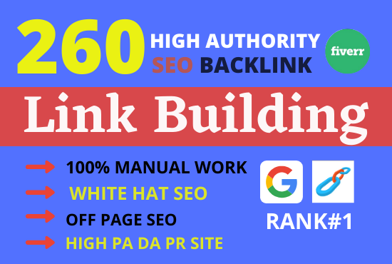I will do 260 high PR backlinks, white hat link building for you
fiverr.com/share/61ZjmX

#SEO #backlinks #linkbuilding #highprbacklinks #highdabacklinks #links #DigitalMarketing #googleranking
#seoservice #seoexpart #backlink #webtraffic #googletopranking #whitehatseo