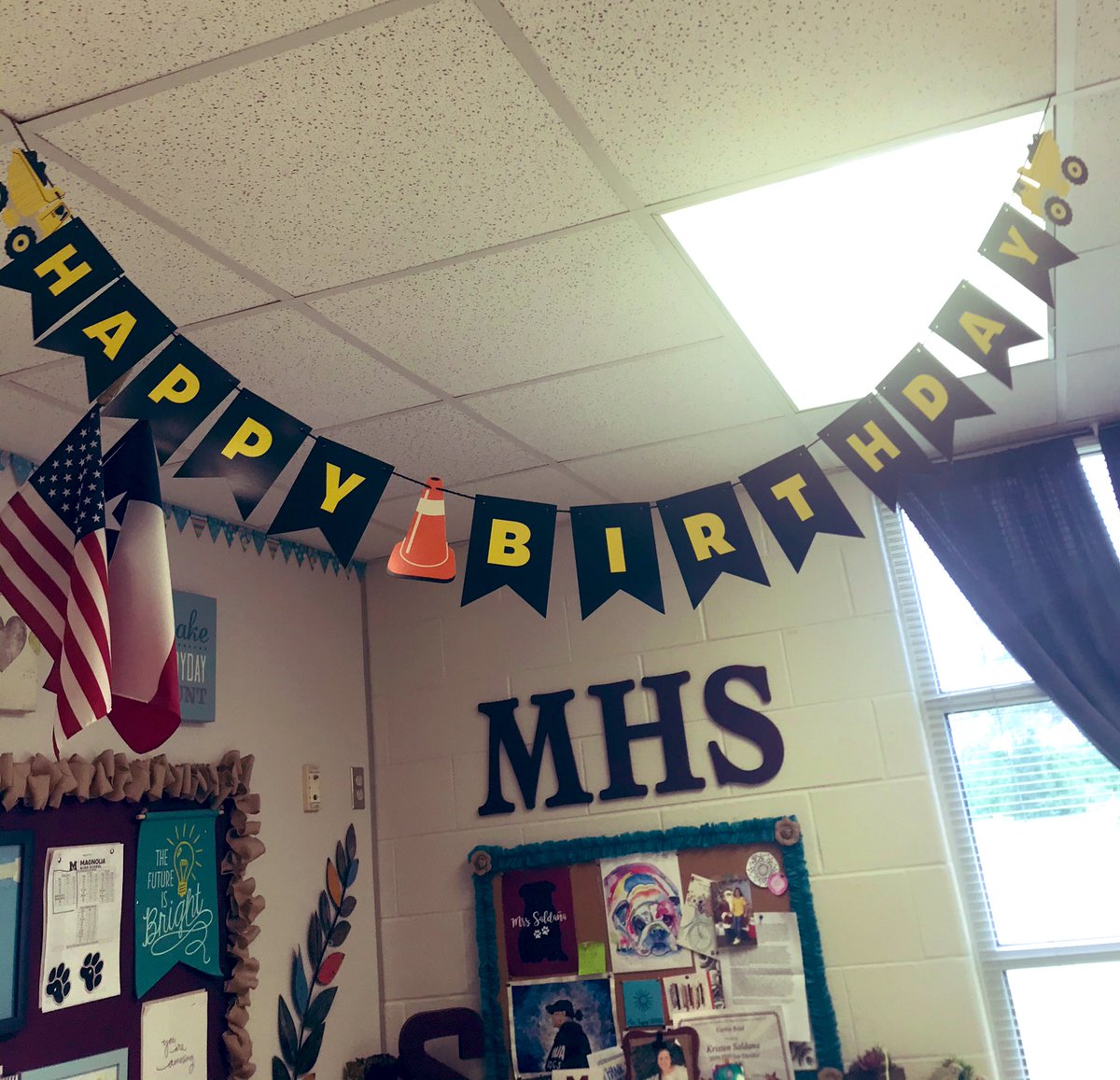 coachsaldanaMHS's tweet photo. You know your students are missing you when they: (1)email you; (2)text you on Remind; and (3)find a way to sneak into your classroom and leave you birthday gifts w/signs DURING SUMMER; or (4) ALL OF THE ABOVE!! 
I ❤️ MY @MagnoliaHighTX KIDS !! @griffindeclaris @nhutran_ https://t.co/xs1XGYb5P6
