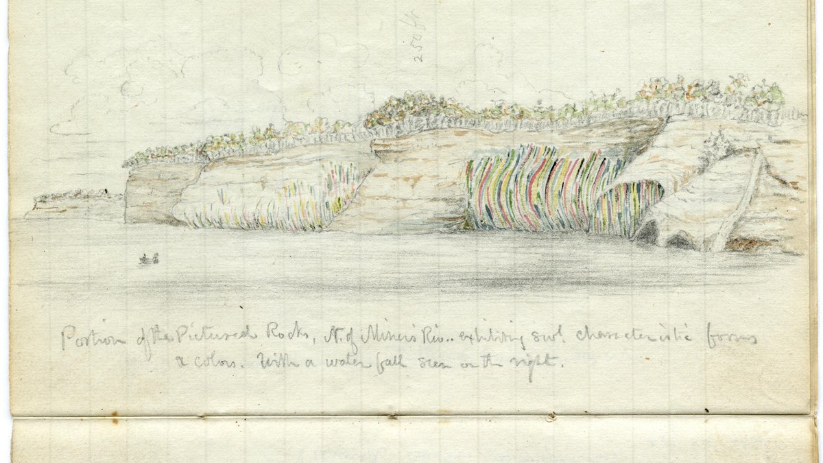 MichiganHist's tweet photo. Portion of Pictured Rocks, North of Miners' River sketched by Bela Hubbard around 1840 (Bentley Historical Library)
#PicturedRocks #AlgerCounty
https://t.co/iV7KB6foK2 https://t.co/jf1mQrQYoV