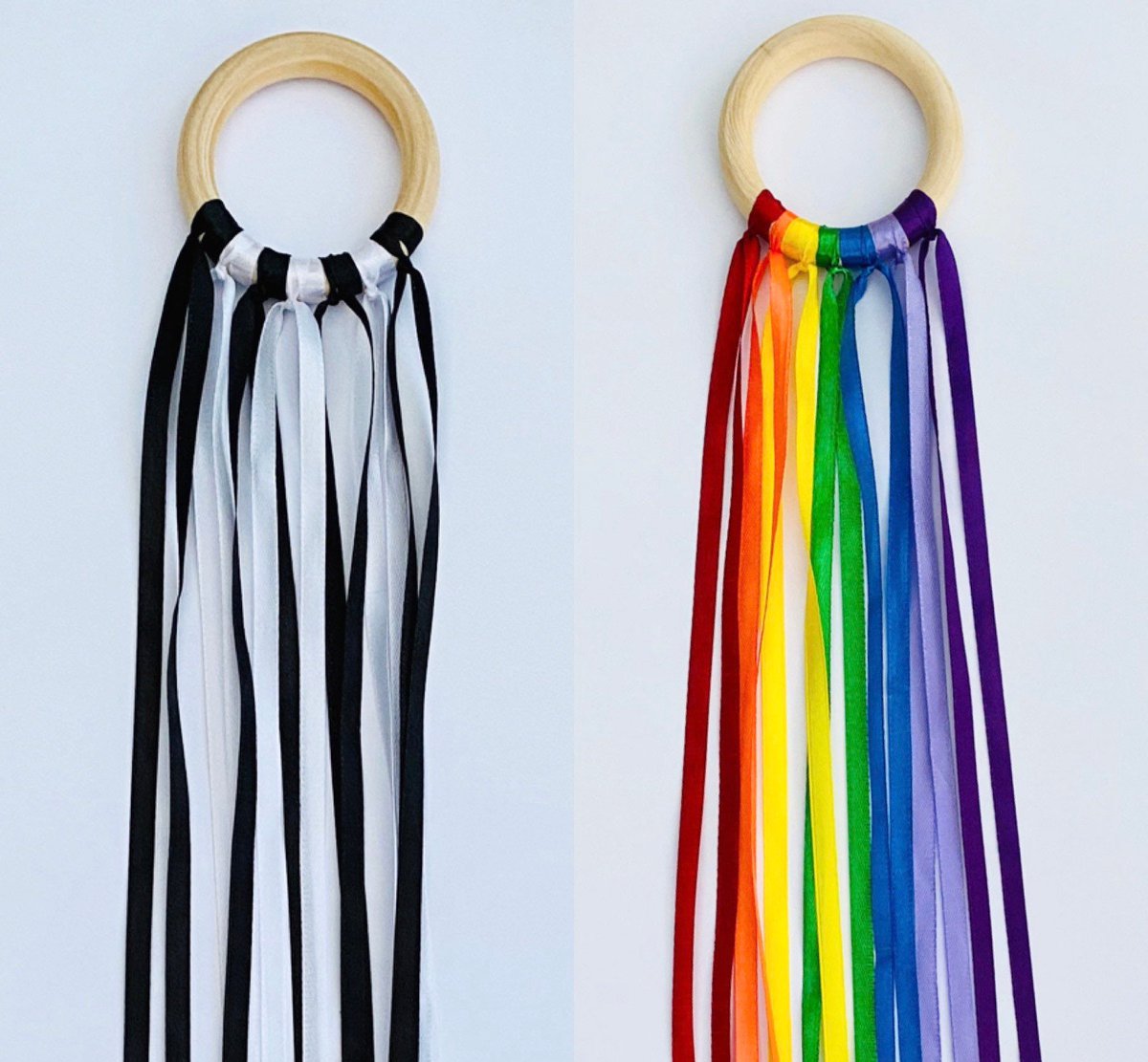 DenLearning's tweet image. Excited to share this item from my #etsy shop: Baby sensory rainbow OR black and white ribbon ring  #sensory #rainbowring #sensoryring #naturaltoys #sensorybox etsy.me/2ORe66P