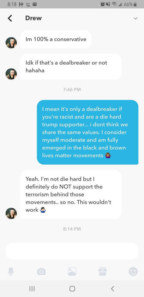 DeeBADWOLF's tweet photo. "Hey Dee, how's your dating life going?" 
Me:....Well.......

#BlackLivesMattters #BrownLivesMatter #JusticeForElijahMcClain #SayTheirNames #JusticeForBreonnaTaylor #abolishICE https://t.co/iXNfnXKc5C