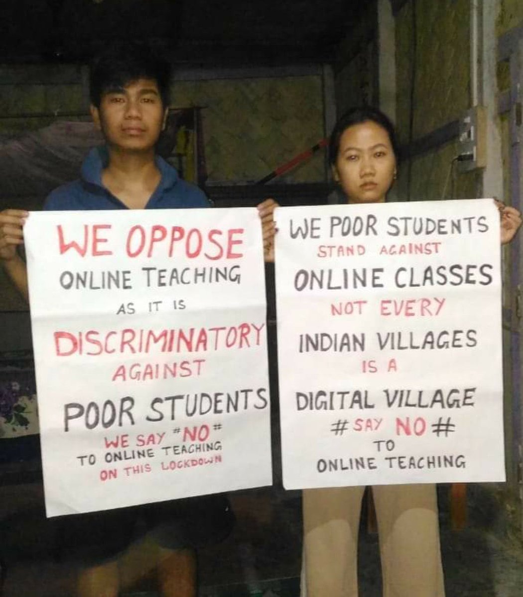 greymatters777's tweet photo. Can @HRDMinistry and @ugc_india ensure high speed internet access, laptops and smartphones to millions of students across the #India?Then what is online examination if not exclusion?Online Teaching is discriminatory against poor students.#SayNoToOnlineExams #SayNotoDigitalDivide https://t.co/o0qZACw53P