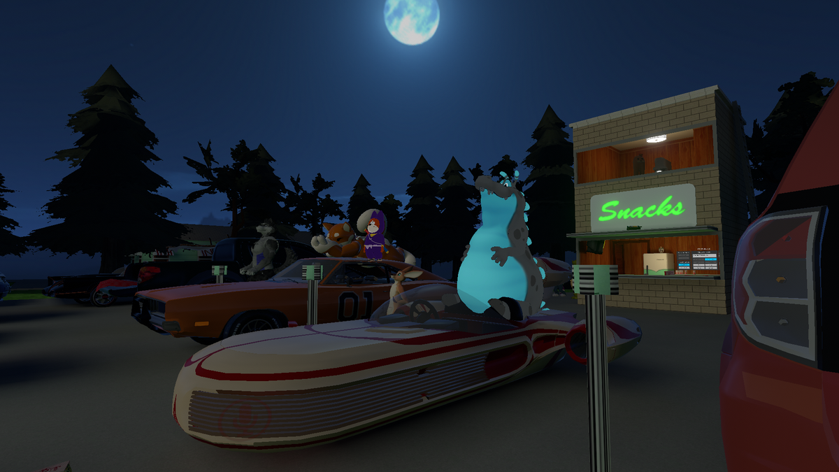 wildbilltx's tweet photo. What happens when furries run the #VRChat Drive-in Theater? We watch @AshCoyote 's #thefandom !!  Going on right now... #FursuitFriday https://t.co/WWXtRNy5YJ