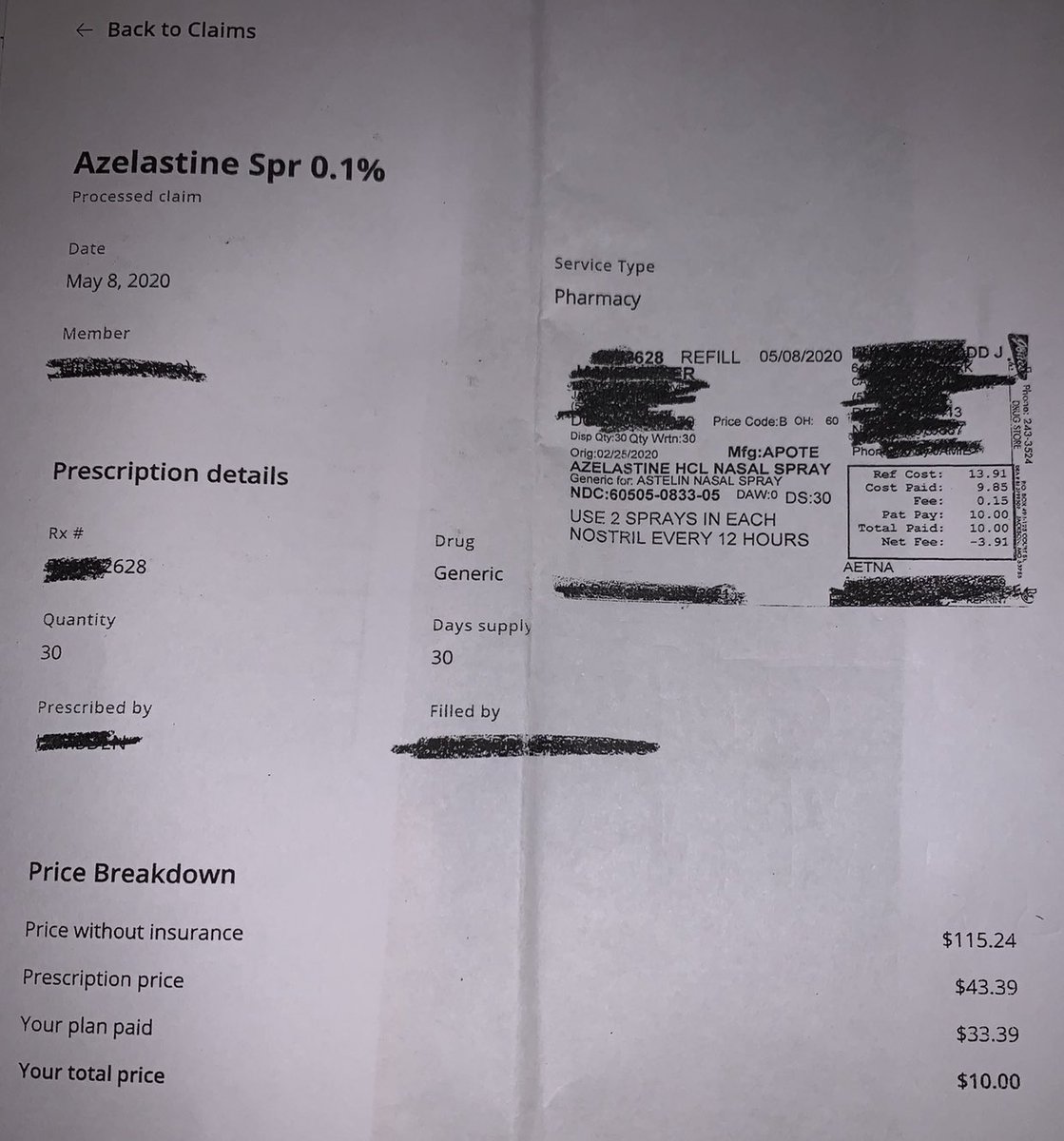 championhorse1's tweet photo. These are my prescriptions, I’m also the pharmacy owner and provide the insurance, so also the payer. Aetna made $62.01 on these 2 rx’s. I made -9¢. This is so corrupt it’s not funny this is what’s wrong in healthcare  @kfvsnews @60Minutes @FoxNews @netflix lets make a movie🍿🎥 https://t.co/EB5wcPRhQS