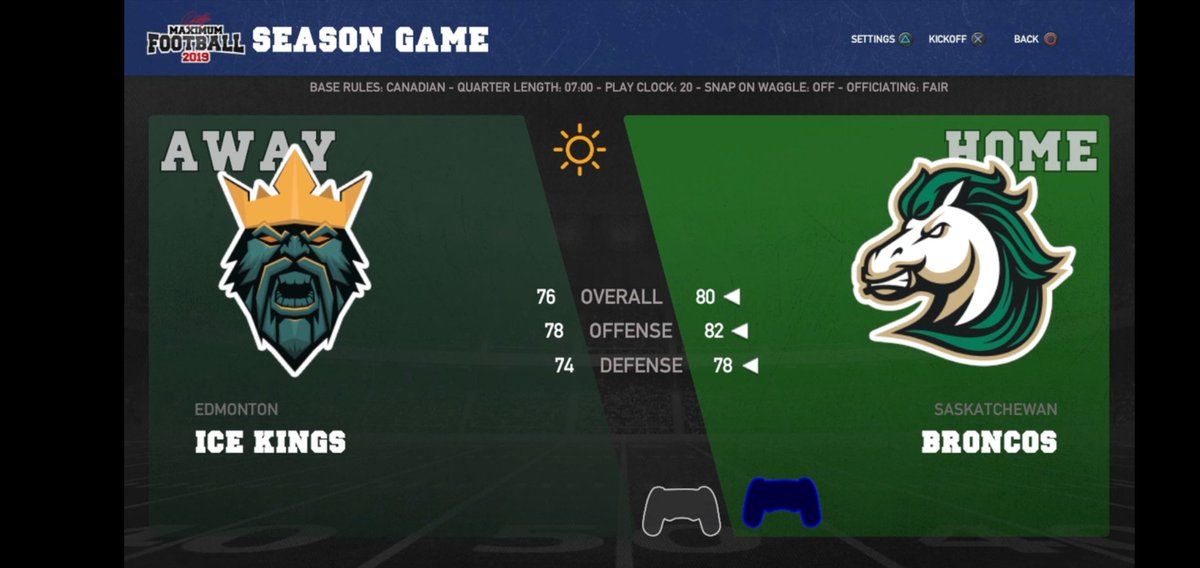 eAthletes_eACF's tweet photo. Nearly kickoff time from Regina!
๐ซ#Edmonton Ice Kings (5-1) @
#Saskatchewan Broncos (3-2)
โฐ10 pm/et - Tonight!
๐บ https://t.co/CeeyCuPmBV
#eSports @MaxFootballGame #MaximumFootball19 #PS4Live #Twitch #CFLparody #supportsmallstreamers
#eACF #RookieSZN Week 7 #EDMSSK https://t.co/u2GV6qGXWy