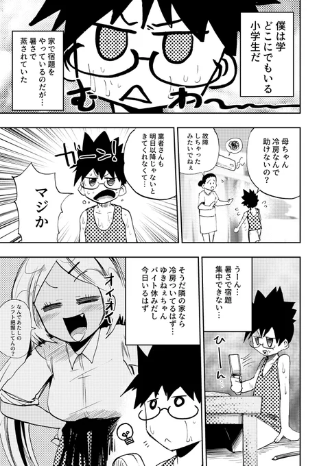 4ページ漫画
「隣の家の水着ねぇちゃん」②

#創作漫画 