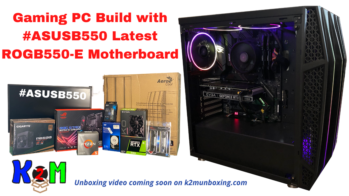 KashiDHQ's tweet photo. Built a custom powerful Gaming PC for kids with ASUS ROG B550-E motherboard, Ryzen 5 3600, 16GB RAM, 1TB NVME Storage, EVGA RTX 2060 KO ULTRA Graphics card 6GB VRAM. Played #ForzaHorizon4 on 1440p 100fps flawlessly #ASUSB550 @ASUSUSA - Unboxing video coming soon @k2mvertex https://t.co/7z06YPxXjP