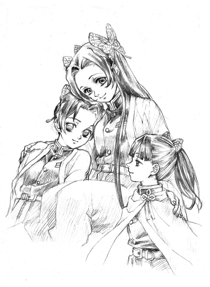 鬼滅の刃の栗花落カナヲを描いて、とリクエストあったんで、どうせならと胡蝶姉妹にもご登場いただきました。元絵の儚げな表情のカナヲの横顔が、微笑に模写されたのは、結果オーライです😅
#鬼滅の刃 #栗花落カナヲ
#胡蝶姉妹
引用元:©吾峠呼世晴/集英社・アニプレックス・ufotable