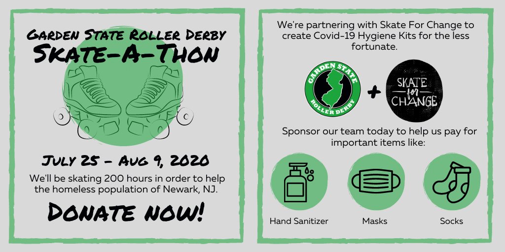 GardenStateRD's tweet photo. Garden State Roller Derby is partnering with #SkateForChange to help the less fortunate in our community of #Newark, NJ. Here's how you can help: https://t.co/nRpTSmCrmf https://t.co/fx4AV7HDpb