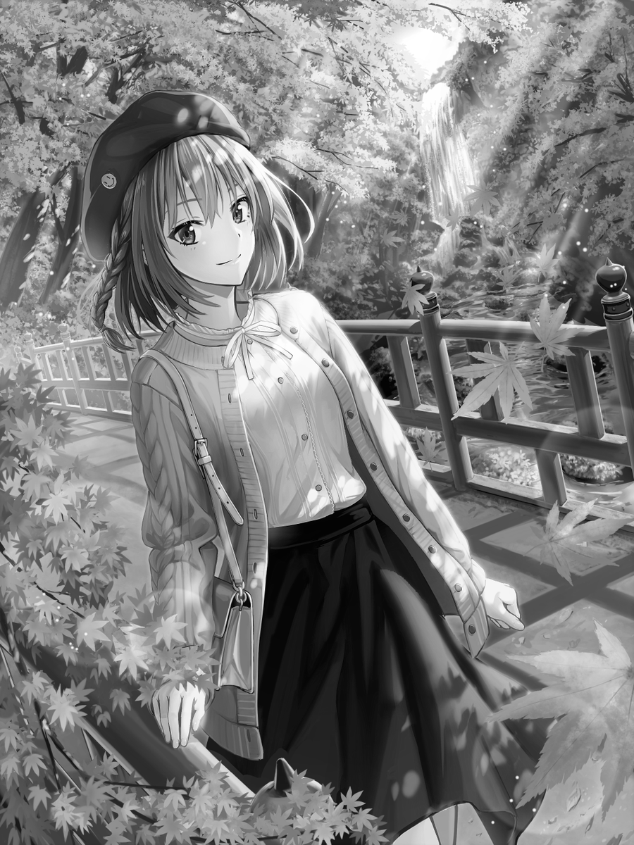 #絵をモノクロにするとかっこいい
人魚がかなりくっきりしてていい感じ。
これくらいハッキリ明暗分けた方が見栄えするみたいですね。
イルミネは昔の写真っぽい
