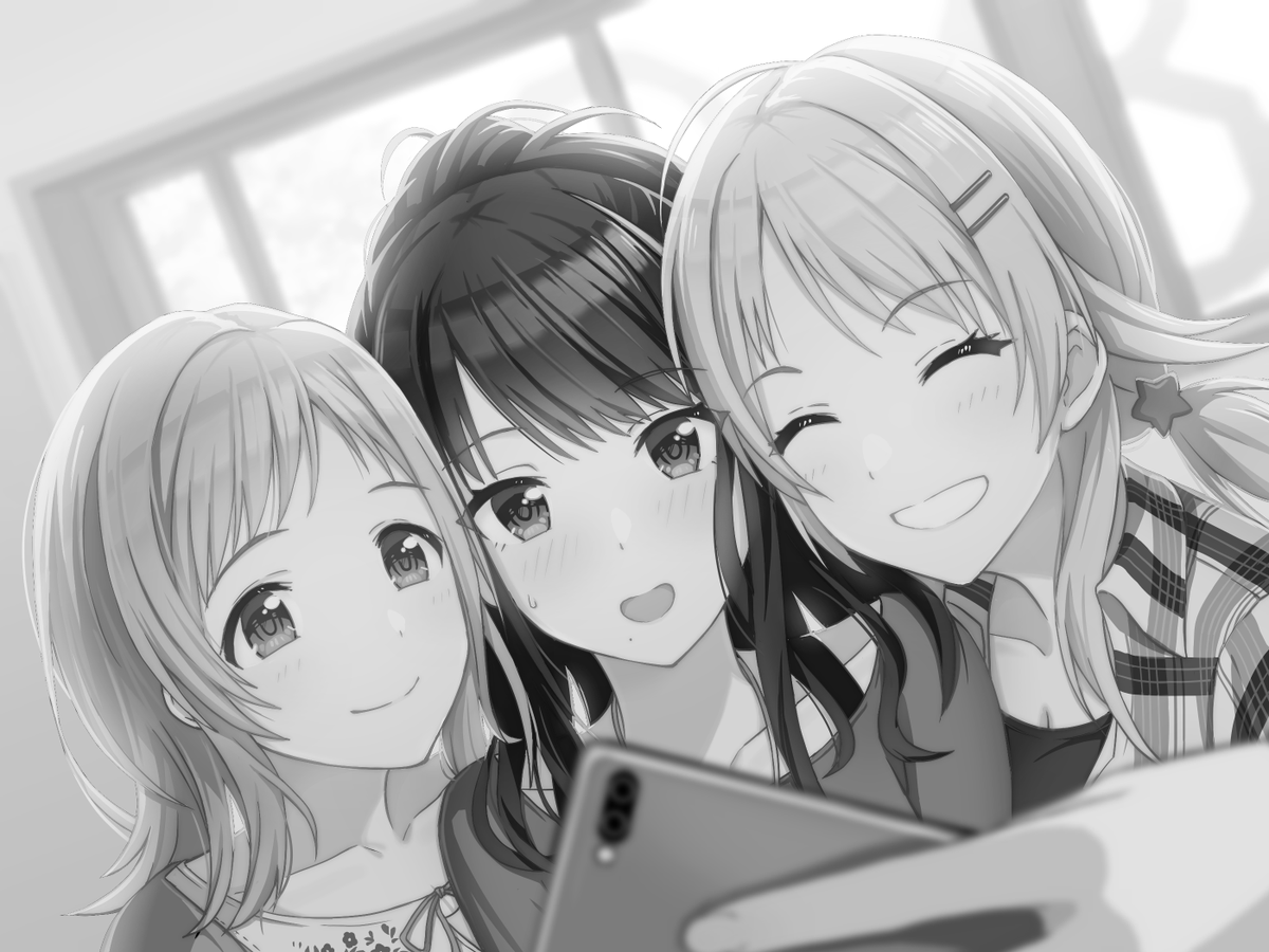 #絵をモノクロにするとかっこいい
人魚がかなりくっきりしてていい感じ。
これくらいハッキリ明暗分けた方が見栄えするみたいですね。
イルミネは昔の写真っぽい