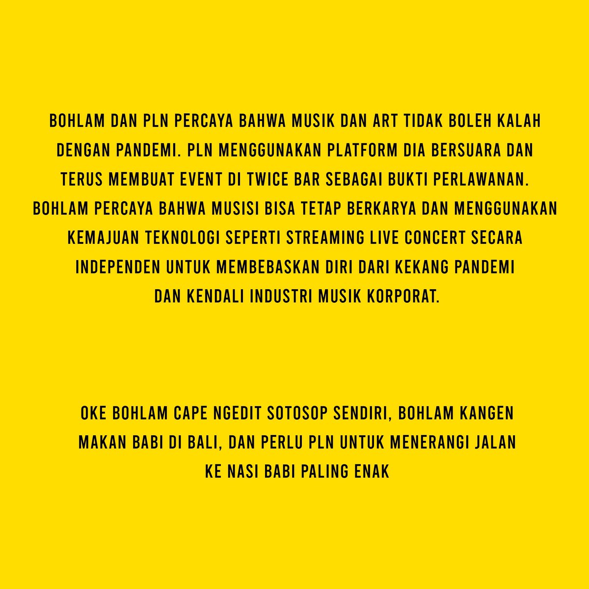 saykoji's tweet photo. cerita rakyat: persahabatan pln &amp; bohlam di tengah pandemi dan netizen baper // bohlam tidak percaya netizen barbar, cuma baper https://t.co/oT5L0reyCT