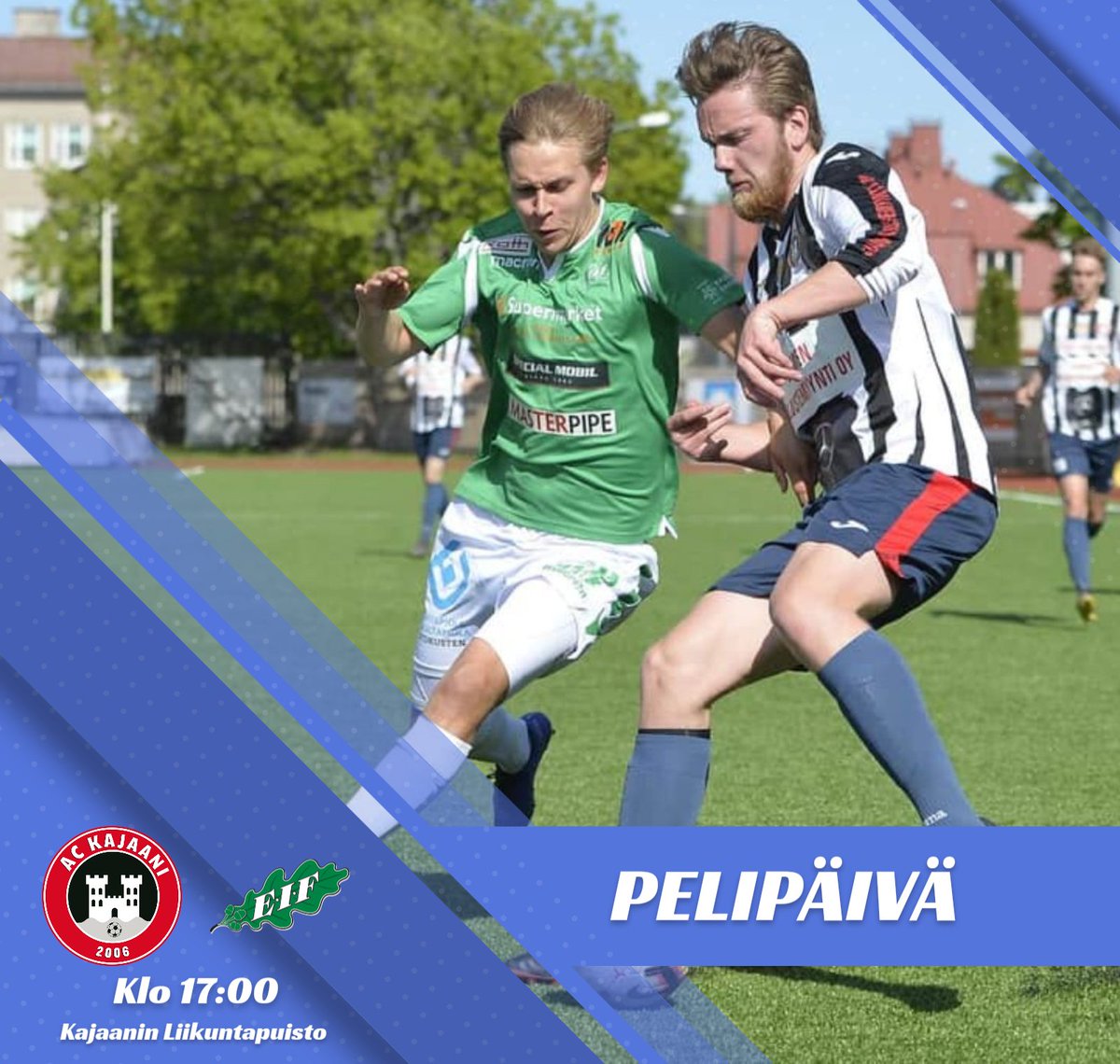 ACKajaani's tweet photo. KOTIPELIPÄIVÄ! 🔥
Tervetuloa kannustamaan kotijoukkue voittoon! 👏
⚽ AC Kajaani vs @EIFfotboll
📅 25.7.2020 klo 17:00
🏆 Miesten Ykkönen
🏟️ Kajaanin Liikuntapuisto
📺 Elisa Viihde
#ackajaani #kajaani #ykkönen #pelipäivä #oikajaanion #superac https://t.co/BqwfTDm8J5