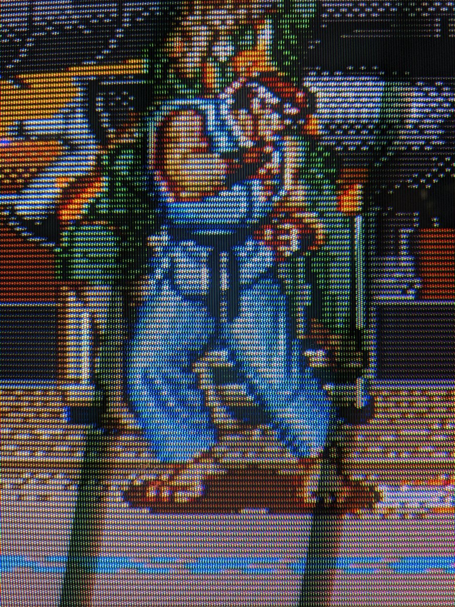 tigheklory's tweet photo. . @matthewhenzel just to finish this off, I took some photos with the CPS1 Street Fighter II: Hyper Fighting connected to the same TV as the SNES &amp; Genesis. I'm using component via @HDRetrovision &amp; #Jrok. All 3 photos were the same distance. I need to use a better camera. https://t.co/HfQbPBnCiw