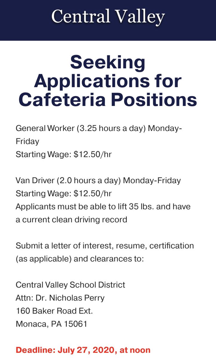 CVWarriorCafe's tweet photo. If you’re looking for more flexibility just remember we’re also looking for substitutes! Information about clearances can be found on the school website https://t.co/4gam7D8mw0