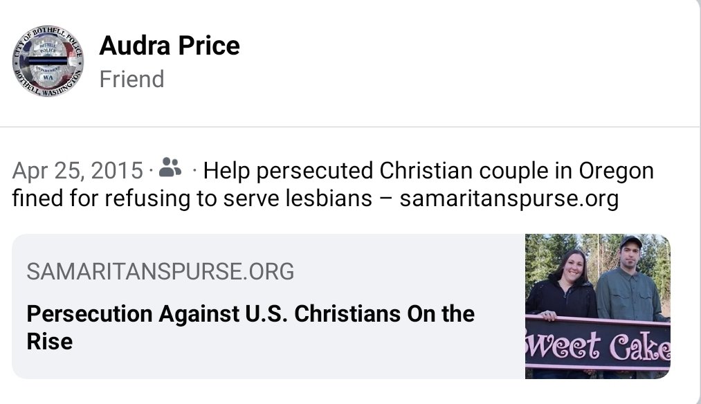 2/Audra Price, Jasmine Anderson and Mike Price are a family unit and are all homophobic Christian's that support discrimination against LGBTQ folks due to religious beliefs.