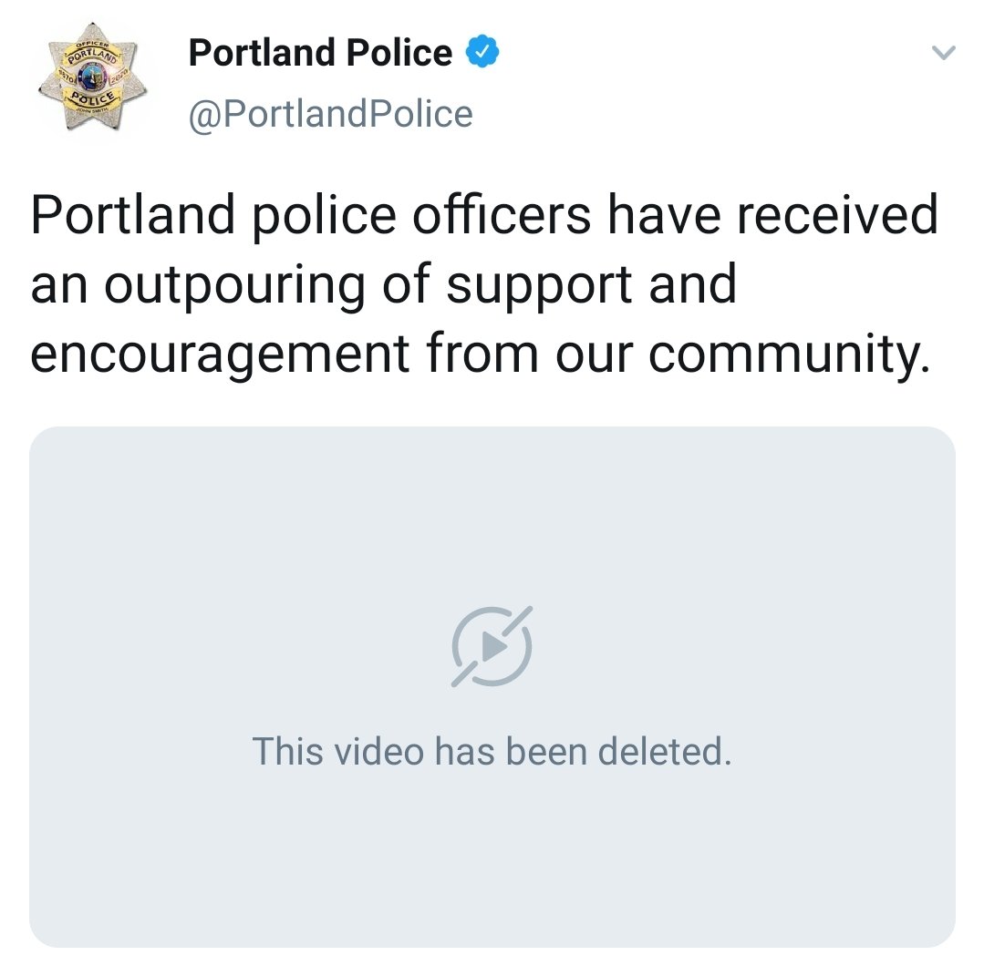 7/ Most important, the Portland Police used a propaganda PR video showing community support for police, using almost all visuals from this small group of bigots. Portland Police quickly removed the video.