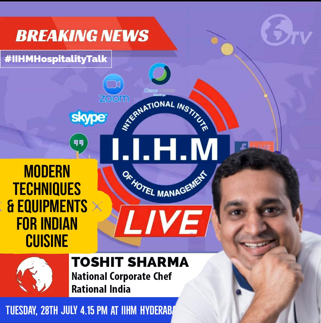 IIHMHyderabad's tweet photo. IIHM Hyderabad Proudly Presents IIHM Hospitality Talk With Toshit Sharma (National Corporate Chef, Rational India) on Modern Techniques &amp; Equipments for Indian Cuisine. https://t.co/cAZ9lqqExF