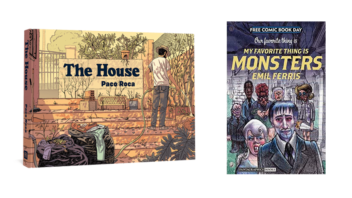 fantagraphics's tweet photo. Huge congrats to our #Eisner winners tonight! @Emilferrisdraws Our Favorite Thing is My Favorite Thing is Monsters is the first #FreeComicBookDay Eisner winner, and @paco_roca's The House was our first book published simultaneously in English and Spanish! https://t.co/ynS4lGmGBS https://t.co/g0RAdtjARr
