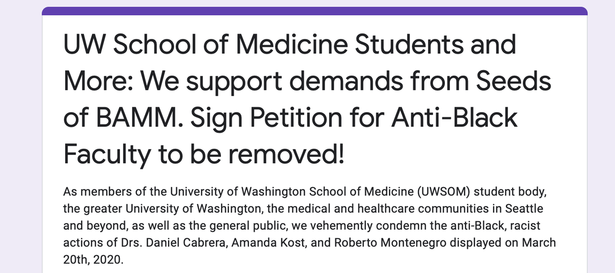 SeedsofB's tweet photo. ACTION ITEM! Sign, share and retweet petition to remove antiBlack faculty physicians from UWSOM.  Link in bio! and here to read more: https://t.co/PRPWEB52fh

Join us in telling @UWMedicine Black students, patients and populations matter!

#BlackLivesMattters #BlackintheIvory https://t.co/4DRw4orn5e