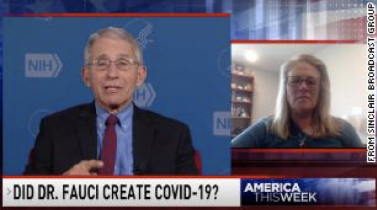 The on-screen banner for  @ericbolling's segment reads, "DID DR. FAUCI CREATE COVID-19?" When I asked him about this, Bolling told me he does not control the on-screen graphics that appear during his show.  https://www.cnn.com/2020/07/24/media/sinclair-fauci-conspiracy-bolling/index.html