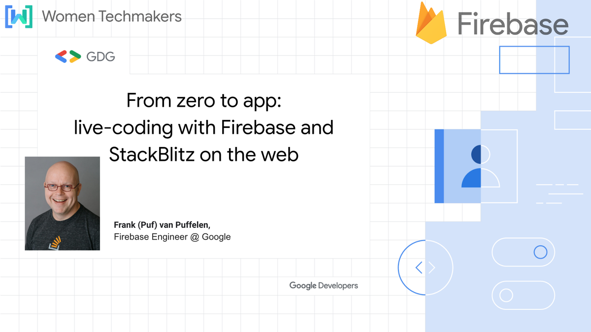 lindakovacsart's tweet photo. From zero to app: live-coding Firebase &amp; StackBlitz - Frank van Puffelen @Google 
Join us via Google Meet on August 22nd @ 12:00 - 3:00 PM EDT!
RSVP: https://t.co/R5hTd7PE9M
@puf 
#Firebase #FirebaseStudyJam #GoogleDevelopersGroup #GDGCR #SoftwareDevelopers #GDG #WTM #Google https://t.co/BSEAQjad4n