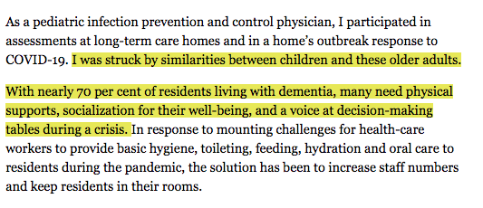  @TexasHHSC, please see this valuable perspective from  @NishaOttawa, a Pediatric ID + IPAC physician working in LTC."There appears to be an ageist resistance to 'essential visitors' in LTC that belies social supports as a main determinant of health." https://ottawacitizen.com/opinion/thampi-covid-19-lessons-from-pediatrics-for-the-long-term-care-sector/wcm/aa9907e7-6ece-415a-bf3d-d376db440ae5/