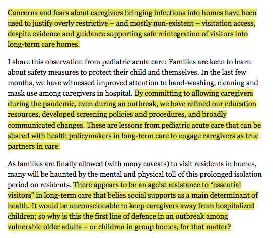  @TexasHHSC, please see this valuable perspective from  @NishaOttawa, a Pediatric ID + IPAC physician working in LTC."There appears to be an ageist resistance to 'essential visitors' in LTC that belies social supports as a main determinant of health." https://ottawacitizen.com/opinion/thampi-covid-19-lessons-from-pediatrics-for-the-long-term-care-sector/wcm/aa9907e7-6ece-415a-bf3d-d376db440ae5/