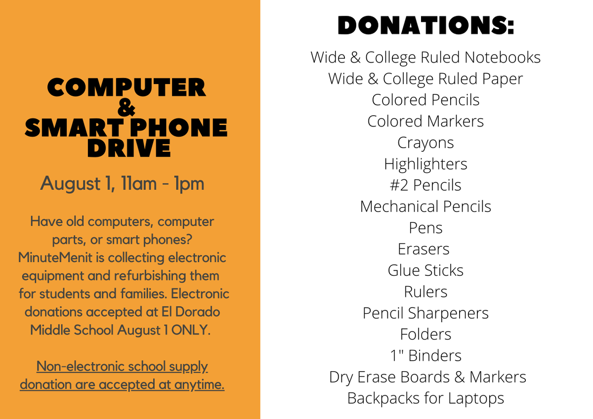 EquityMDUSD's tweet photo. We may not be headed back to the classroom but our students still need school supplies. Let's ensure kids have school supplies while distance learning. Donations will be distributed to all MDUSD students in need. @EdmsToros https://t.co/gFtlGZbhfY