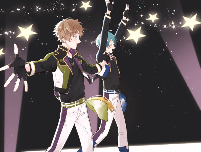 3年前私が初めて描いたあんスタの絵と割と最近の絵、3年経っても桐花って感じだった 